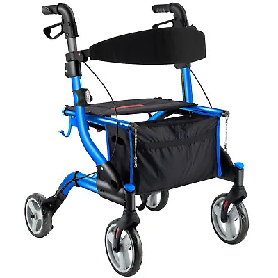 Rollator Rolling Walker With Seat For Senior 8 Inch Wheel Lightweight Foldable • $84.99