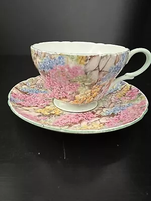 VTG Shelley England  Bone China Mint Green  Rock Garden  Chintz Tea Cup & Saucer • $59.99