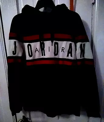 VTG Air Jordan Hoodie Unisex S Black Embroidered Spell Out Logo Sweatshirt Nike • $0.99