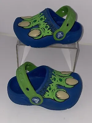 Crocs Toddler Size 5 Dino 🦖 Monster Feet Blue Green • $15.95