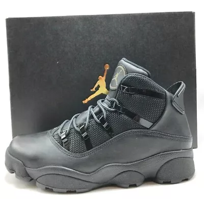 *NEW* Men NIKE Air Jordan 6 Rings WINTERIZED BOOTS TRIPLE BLACK  (FV3826 001 ) • $142.21