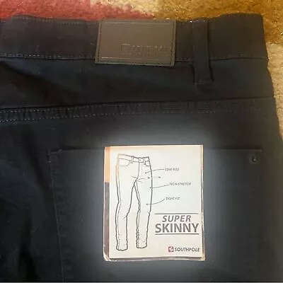 SOUTH POLE Men’s Super Skinny Low Rise Black Jeans Size 38/32 NWT • $25