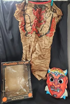 Vintage Halloween Devil Costume W/ Glow Mask  Child's Size Bland Charna Co. USA • $42