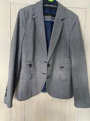 ZARA Basic Brown Check Elbow Patch Blazer Jacket Medium Womens Medium 10 • £22