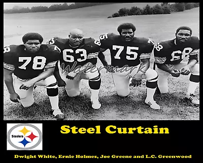 NFL 1970's Pittsburgh Steelers Steel Curtain Black & White 8 X 10 Photo Picture • $6.99