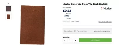 £0.99 • Buy NEW Marley Modern Concrete Roof / Wall Tiles - Dark Red - From 25p Each