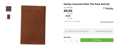 £0.99 • Buy NEW Marley Modern Concrete Roof / Wall Tiles - Dark Red - From 25p Each