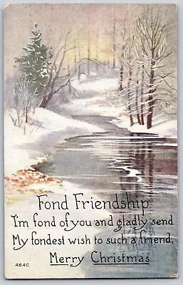 Merry Christmas Fond Friendship - Vintage Postcard Christmas Cards - Posted • $6.20