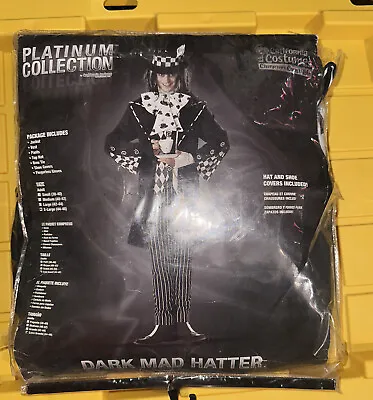 Dark Mad Hatter Alice Wonderland Black Fancy Dress Halloween Adult Costume XL • $49.95