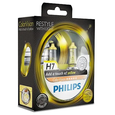 Philips 2x H7 55W Color-Vision Yellow Halogen Bulbs Headlight Lamps Yellow • $26.48