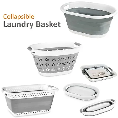 Collapsible Folding Laundry Washing Basket Storage Space Saving Cloth Bin Bucket • £10.75