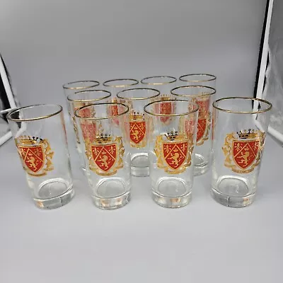 Set 11 Vintage Libby Heraldry Crown Beverage Hi Ball Glasses 12 Oz  5.5” • $67.99
