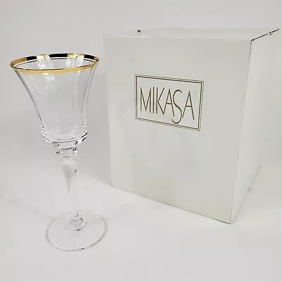 (4) MIKASA  Jamestown Gold  Crystal Goblet Glasses Wine Iced T-2703-001 Austria♡ • $65.43