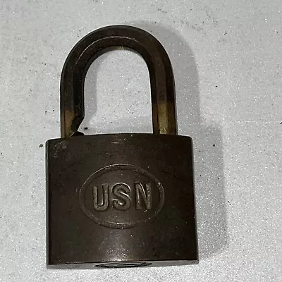 Vintage USN Corbin Padlock Old Brass Cabinet Lock No Key  Opened • $15