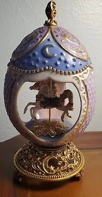 The Franklin Mint TFM Carousel  Music Box House Of Faberge Egg - Moon Stars RARE • $49