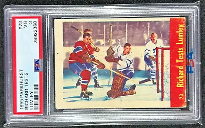 Maurice Richard Tests Lumley 1955-56 Parkhurst #73 PSA 3 VG • $384.07