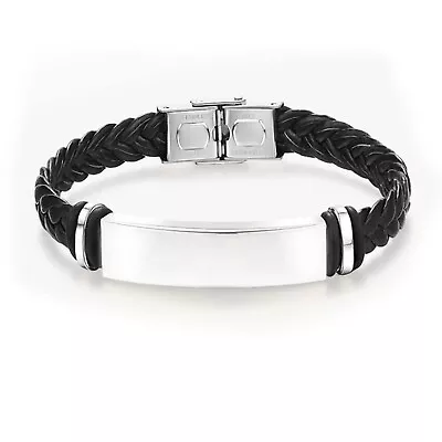 Mens Stylish Leather Multi Layer Weave Bracelet Wristband Bangle Gift • £1.99