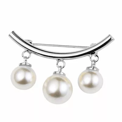 Fashion Pearl Fixed Strap Charm Safety Pin Brooch Sweater Cardigan Clip Cha`uk • £5