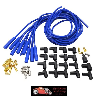 8.5mm Blue Straight Boot Spark Plug Wires HEI Chevy SBC BBC Ford Mopar 350 V8 • $39.95