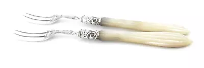 £59.99 • Buy Antique Sterling Silver Cake Fruit Forks Carved Mother Of Pearl Handles 1877 