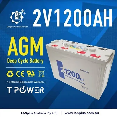 NEW 2V 1200AH Sealed AGM Deep Cycle Maintenance Free Solar Battery UPS Storage • $769