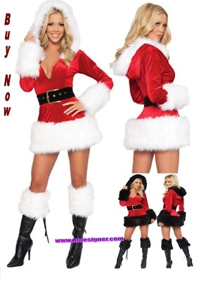 £49 • Buy Sexy Santa's Helper Velvet Hooded Costume Sets (Size: 8 ,10)  NEXT DAY DELIVERY