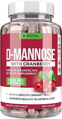 New Natural D-Mannose Capsules 4-in-1 Formula - 120 CAPS 1500 MG Cranberry... • $77.67