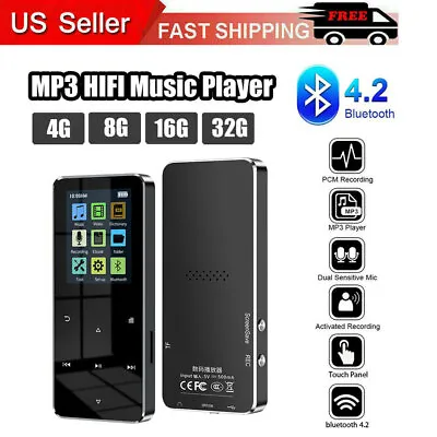 Touch Screen MP3 Player Music Bluetooth 4.2 Sport Lossless HIFI FM Radio AUX TF • $12.30