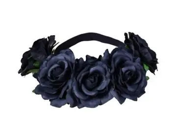 £8.99 • Buy NEW Black Flower Headband Day Of The Dead Corpse Bride Ladies Halloween Costume