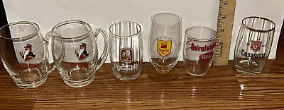 LOt Of 6 Different VINTAGE Beer Glasses. Variety Of Sizes Small • $12.71