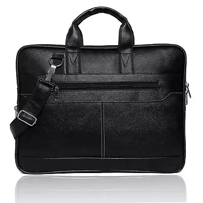 Men's Black Synthetic Leather Briefcase Best Laptop Messenger Bag Satchel Men. • £55.91