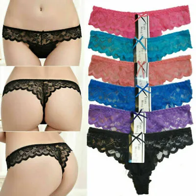 £4.99 • Buy 6 Pack Womens Sexy Lace Underwear Panties Brief Bikini Knickers Thongs G-string
