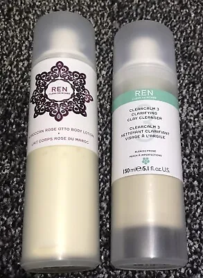 £26 • Buy New REN Clean Skincare Moroccan Rose Otto Body Lotion & Clearcalm3 Clay Cleanser