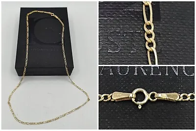 FINE LINK 9ct 375 SOLID YELLOW GOLD HALLMARKED FIGARO NECKLACE BOXED L 18  • $170.40