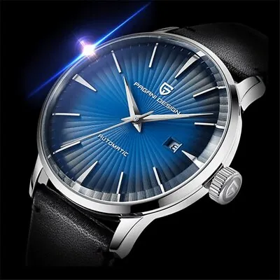 PAGANI DESIGN Luxury Mens Automatic Watches Genuine Leather Band Business Watch • $60.88