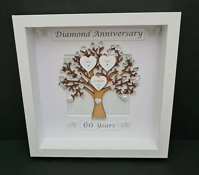 ☆Handmade 60th Diamond Wedding Anniversary Box Frame. 60 Years Anniversary Gift • £29.99