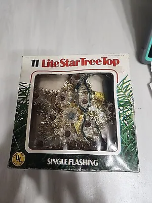 VINTAGE 11 Lite Star Christmas Tree Top Topper Single Flashing With Box 5  Gold  • $10