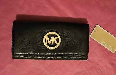 Michael Kors Fulton Flap Continental Long Travel Pebbled Wallet Organizer Clutch • $69