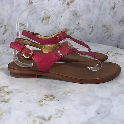 Michael Kors Women's Size 8.5M Shoes Pink Brown Leather Thong Comfort Sandals • $20