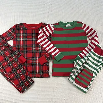 Hanna Andersson Old Navy Pajamas 8 130 Lot Of Two Green Red Christmas Long Johns • $19.88