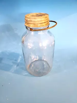 64oz. VINTAGE CLEAR GLASS JAR WITH METAL HANDLE & BALL LID • $5.99