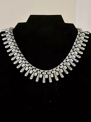 Vintage CORO Necklace Chocker 70's Signed Silver Tone 17” With Adjustable Hook • $14.99