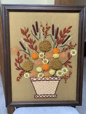 Vintage Hand Embroidered Picture Professionally Framed Made By Master Craftsman • $151.20
