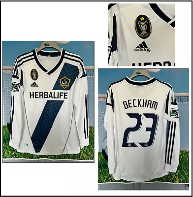 LA Galaxy Retro Football Shirt David Beckham 23 New Long Sleeve USA SIZE LARGE • $42.27