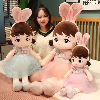 45/55/80cm Plush Girl Dolls With Rabbit Ear Soft Stuffed Dolls Kid Birthday Gift • $15.88