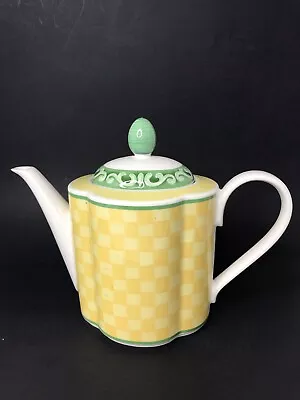 Villeroy Boch Coffee Tea Pot Summertime Pattern Yellow Checkered Green 5 Cup • $89.99
