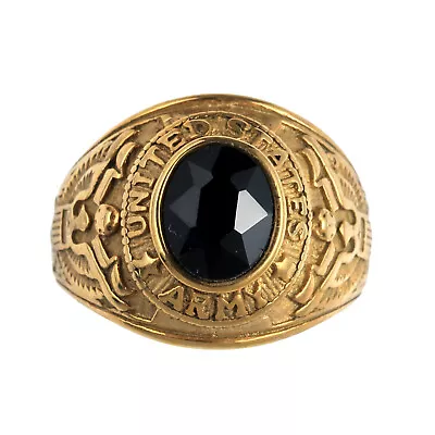 Vintage Black CZ Eagle US Army Ring Stainless Steel Veteran Ring Gold Size 7-13 • $12.98