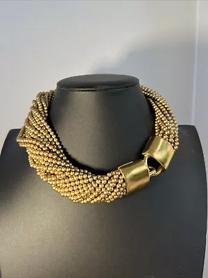 Vtg Signed CAROLEE Torsade Multi 20 Strand Bronze Faux Pearl Choker Necklace 18  • $76