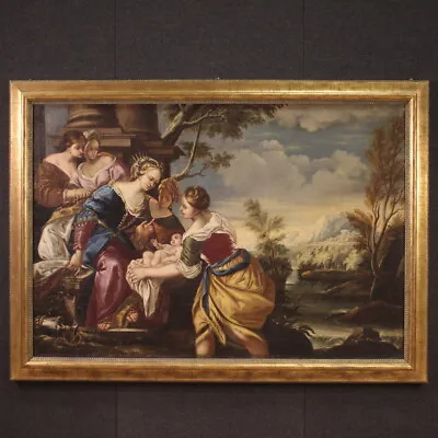 Moses Saved From The Waters Antique Painting Oil On Canvas Art 18th Century • $21750