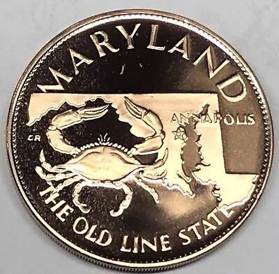 # C1069   Franklin  Mint  Bronze    Medal  State Of  Maryland • $6.49